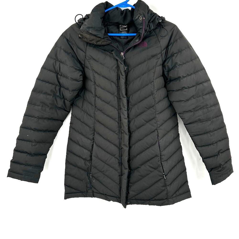 The North Face Size Small Women's Puffer‎ Coat Black Goose Down Filled Hooded